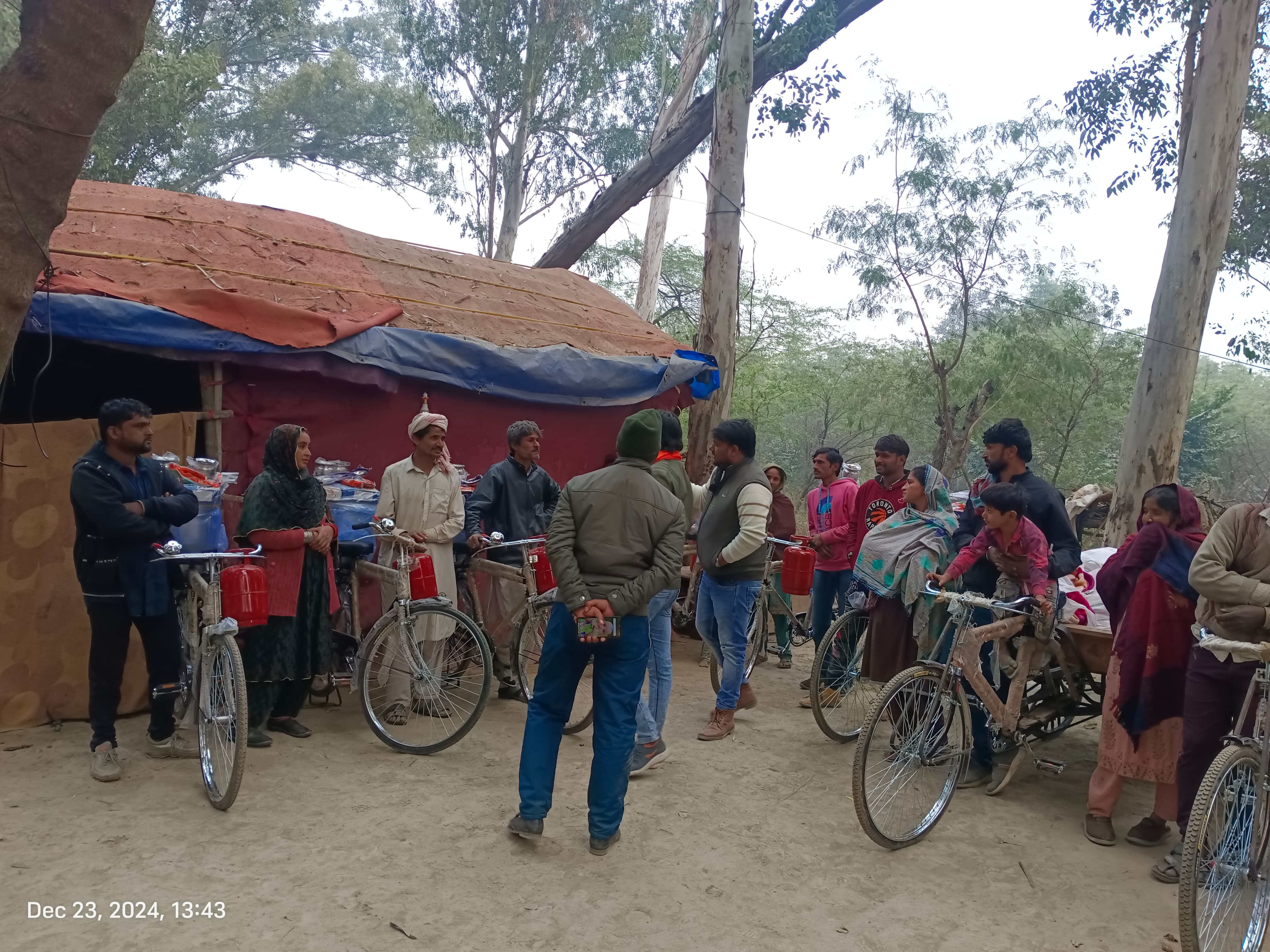 Bicycles and carts were distributed for employment to Hindu refugees in the settlement located at Signature Bridge
